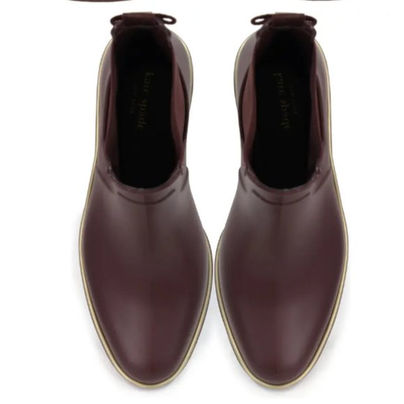 NWT Cherrywood (Burgundy) Kate Spade Rain Booties shoes sales. No box. - Picture 4 of 4